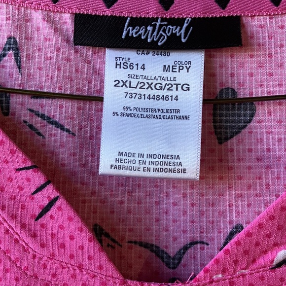 HeartSoul scrub top - pink cat meow - 2XL - Picture 3 of 4